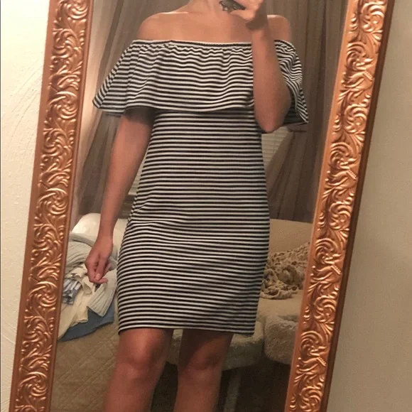 Cotton On | Dresses | Cotton On Striped Off The Shoulder Dress | Poshmark
